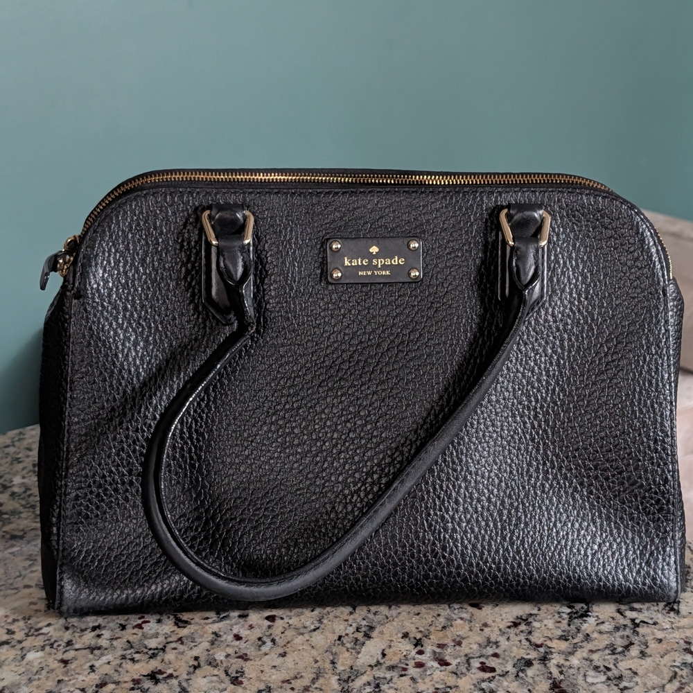 Kate Spade Grove Court Satchel ~Black Pebbled Leather 15x10x6